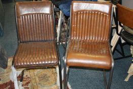 TWO MODERN LEATHER DINING CHAIRS