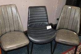 THREE MODERN LEATHER DINING CHAIRS A/F