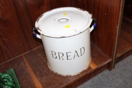 TWIN HANDLED VINTAGE ENAMEL LIDDED BREAD BIN