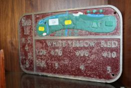 A VINTAGE METAL GOLF COURSE HOLE SIGN