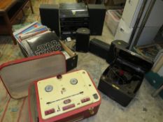 A FERGUSON HI-FI STACKING SYSTEM TOGETHER WITH THREE MISSION SURROUND SOUND SPEAKERS AND A