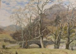 E.C. CLARK (b.1900). Modern British school 'A shepherds Bridge and Ivy Cragg near Tilberthwaite