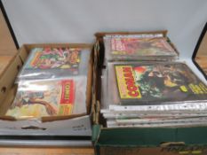 TWO TRAYS OF ASSORTED COMICS, one containing approximately 90 x The Savage Sword of Conan The