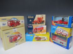 EIGHT BOXED CORGI FIRE ENGINES / FIRE RELATED VEHICLES, to include Diamond T 55602, Cheshire Simon