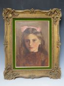 AN EARLY 20TH CENTURY IMPRESSIONIST HEAD AND SHOULDER STUDY PORTRAIT STUDY OF YOUNG GIRL,