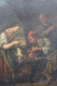 MANNER OF DAVID TENIERS THE YOUNGER (18TH CENTURY). Three figures with game, oil on canvas,