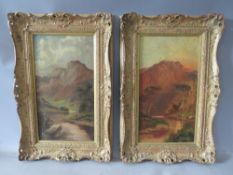 JACK M DUCKER (fl. 1910-1930). A pair of mountainous wooded river scenes, one with figure, one