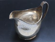 A GEORGIAN HALLMARKED SILVER CREAM JUG - LONDON 1806, makers mark indistinct. approx weight 91g, H