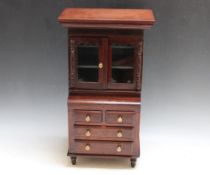 MINIATURE GLAZED BOOKCASE, H 50.5 cm