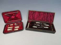 TWO VINTAGE CASED MANICURE SETS (2)
