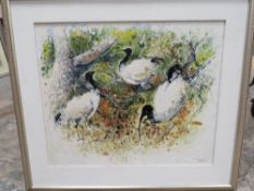 BRIAN SPENCER (1936). 'Two In The Bush Plus One', signed lower right, oil on board, framed, 63 x