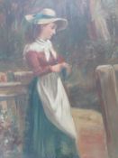 DAVID. W. HADDON (1884-1919). Woodland scene with young woman knitting, signed lower left, oil on