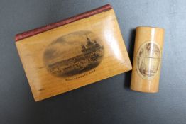 A MAUCHLINEWARE COVERED POETIC REMEMBRANCE BOOK - BOURNEMOUTH PIER, together with an Eley