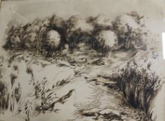 ATTRIBUTED TO MICHAEL AYRTON (1921-1975). See labels and inscription verso, impressionist wooded