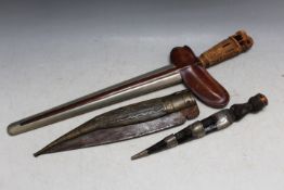 THREE ASSORTED DAGGERS, to include a Kris style example, L 48 cm