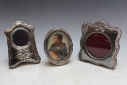 THREE MODERN EASEL BACKED HALLMARKED SILVER PHOTO FRAMES, various dates and makers, tallest 13.5 cm