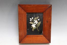 A PIETRA DURA PLAQUE IN A ROSEWOOD FRAME, W 14.75 cm