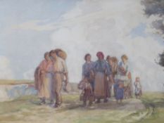 CECIL ROSS BURNETT (1872-1933). 'Travellers on the road to Donegal' see verso, signed lower left,