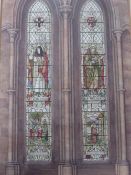 A STAINED GLASS WINDOW DESIGN OF THE SOUTH AISLE OF CARLISLE CATHEDRAL, placed in memory of ??