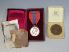 A BOXED MEDAL 'FOR FAITHFUL SERVICE', with engraved name to edge 'Walter John Barlow', together with
