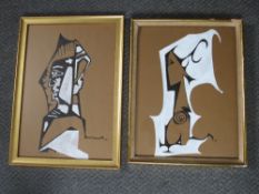 MANUEL QUINTANILLA (XX). Spanish school, a pair of abstract figure studies, unsigned, bears name