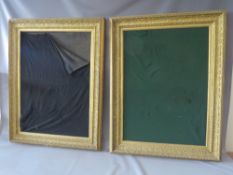 A PAIR OF 19TH CENTURY GOLD FRAMES, with oak leaf design, frame W 11 cm, rebates 93 x 67 cm