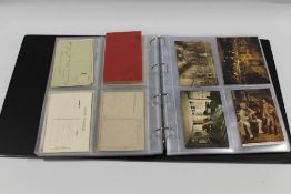 AN ALBUM OF NAPOLEON RELATED POSTCARDS AND EPHEMERA, to include hand written examples, 80 cards