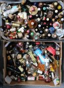 TWO SMALL TRAYS OF MINIATURES, various levels to inc empty bottles