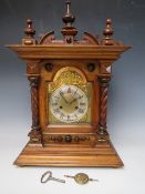 A LARGE MAHOGANY CASED MANTLE CLOCK, with HAC ting tang gong strike movement, H 54 cm