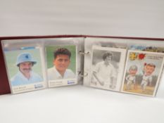 AN ALBUM CONTAINING APPROXIMATELY 130 CRICKET RELATED POSTCARDS, to include a set of 16 limited