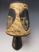AN ORIGINAL 1960'S TABLE LAMP WITH ORIGINAL 'THE BEATLES' LAMP SHADE, the shade featuring