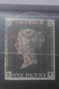 POSTAGE STAMP - S.G. 1 1840 1d BLACK, 1b watermark inverted