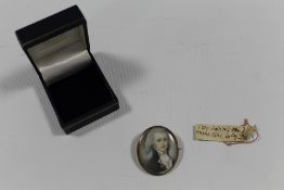 BONE?. Georgian portrait miniature of a man with black jacket and white cravat, named 'May Mayor