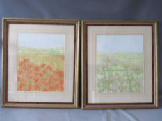 JO HUNT (XX). British school, a pair of still life studies of 'Daisies & Cowslips' in a meadow