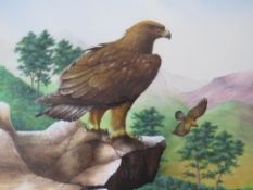 DAVID ALAN FINNEY (b.1961). Study of two golden eagles, one perched on a rock, signed lower left,