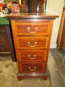 AN EDWARDIAN MAHOGANY INLAID PEDESTAL CHEST - W 41 cm