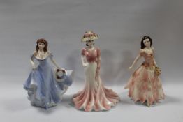 THREE COALPORT FIGURINES TO INCLUDE 'LIZ'