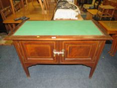 AN ANTIQUE MAHOGANY WASHSTAND WITH BAIZE TOP