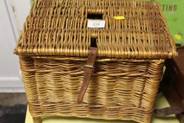 A SMALL VINTAGE FISHING BASKET