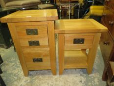 A MODERN LIGHT OAK BEDSIDE CHEST & CABINET (2)