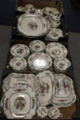 FOUR TRAYS OF SPODE AVONDALE PATTERN DINNERWARE ETC