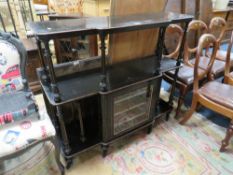AN EDWARDIAN AESTHETIC PERIOD GLAZED MUSIC CABINET - H 102 cm, W 114 cm