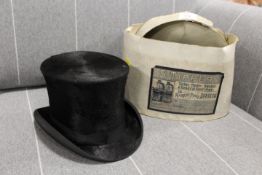 A VINTAGE EXTRA LIGHT TOP HAT - S. TIPPER OF 15 MARKET PLACE BURSLEM