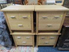 FOUR MODERN 'G-PLAN' THREE DRAWER BEDSIDE CHESTS - W 57.5 CM (4)