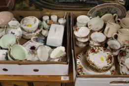 TWO TRAYS OF ASSORTED CERAMICS TO INCLUDE OLD COUNTRY ROSES . PARAGON, AYNSLEY ETC