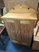 A SMALL PINE KITCHEN DRESSER & CABINET (2)