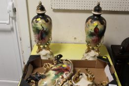 A VINTAGE THREE PIECE GARNITURE A/F