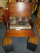 AN AIWA RECORD TURNTABLE - MODEL AF5050 IN CABINET WITH SPEAKERS