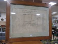 A VINTAGE OAK FRAMED PLAN OF QUEEN VICTORIAS JUBILEE 82 X 100 cm A/F