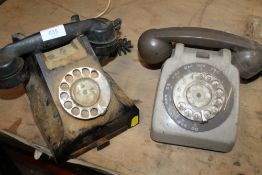 TWO VINTAGE TELEPHONES - ONE PLASTIC & ONE BAKELITE